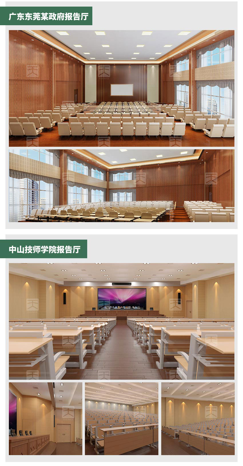 多功能厅槽木吸音板学校工程案例