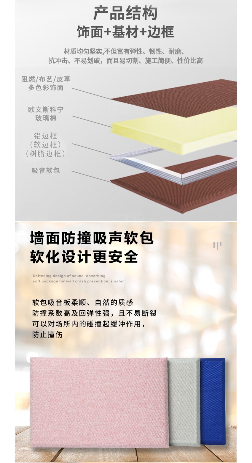 墙面软包吸音板产品结构