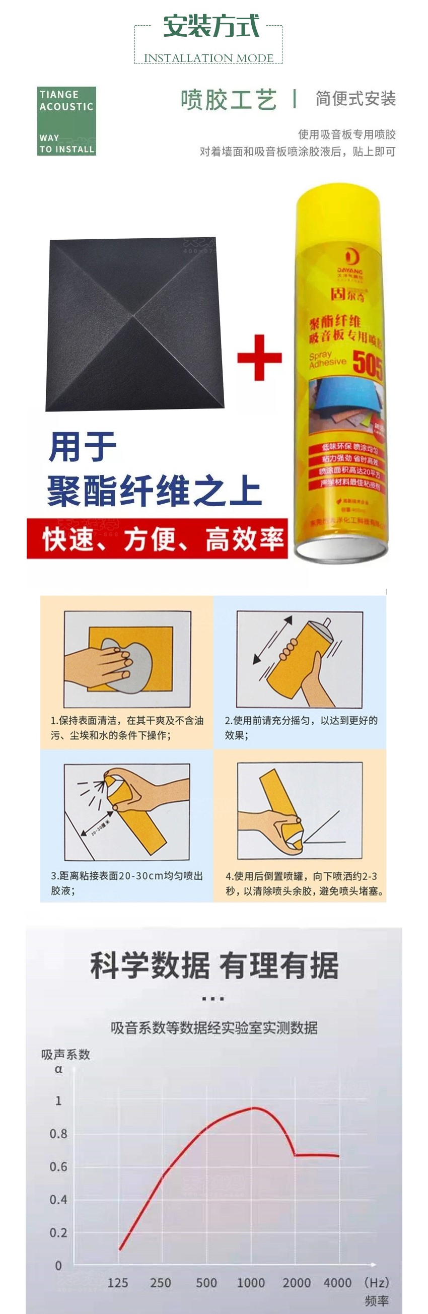 3D黑钻聚酯纤维吸音板安装方式