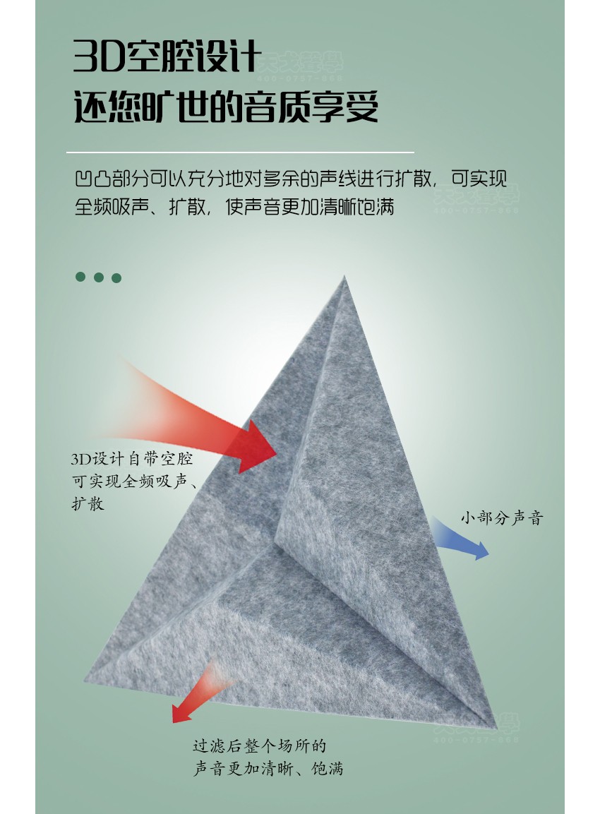 三棱聚酯纤维吸音板3D空腔